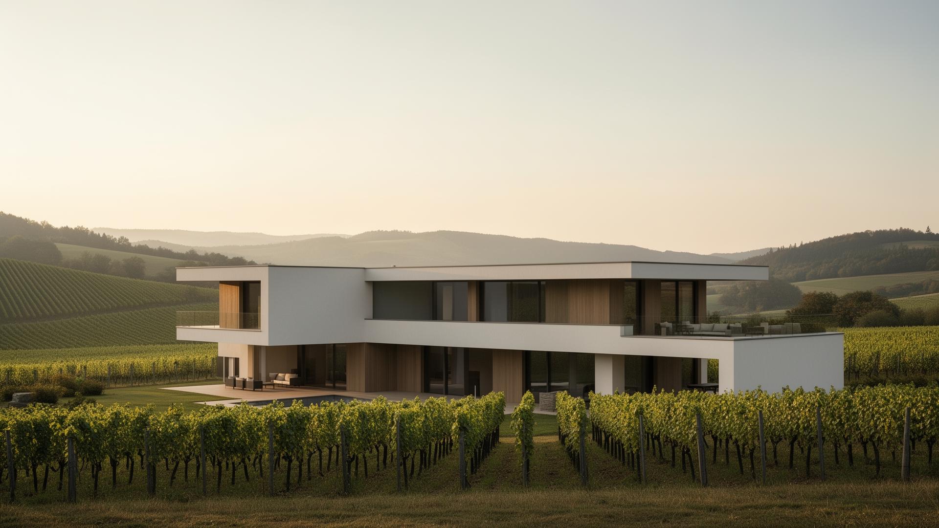 Modernes Wohnhaus in den Pfälzer Weinbergen